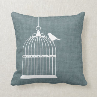 Cojín Decorativo Pájaro y jaula de pájaros