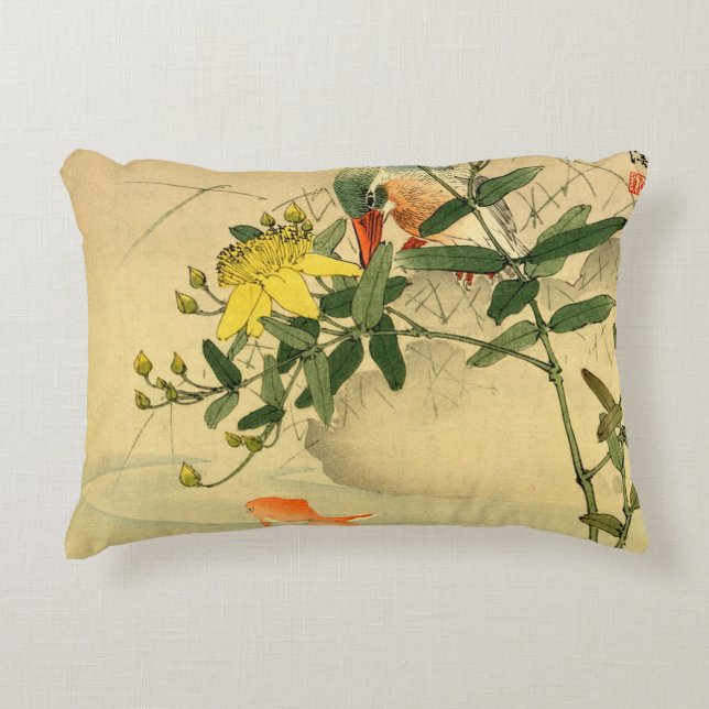 Cojín Decorativo Pájaro y pez dorado (Anverso)