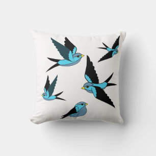 Cojín Decorativo Pájaros azules bonitos, vuelo, sentada, pájaro