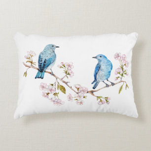 Cojín Decorativo Pájaros azules de montaña en la rama de Sakura