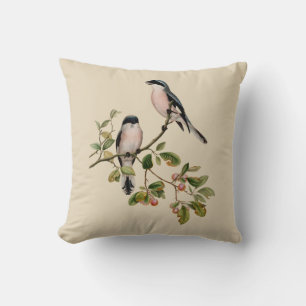 Cojín Decorativo Pájaros Bonitos Vintage sobre Beige