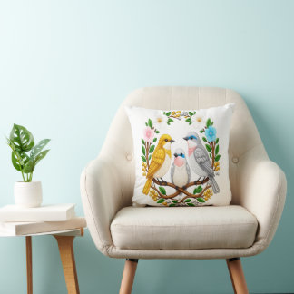 Cojín Decorativo Pájaros cantores en flor: una sinfonía de cuentas 