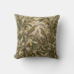 Cojín Decorativo Pájaros Cantores Rama de Olivo Botánico Fronterizo