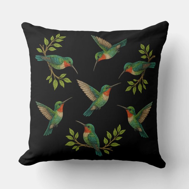 Cojín Decorativo Pájaros colibríes hermosos (Anverso)