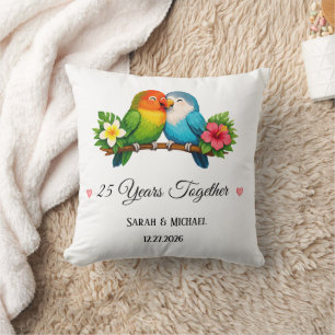 Cojín Decorativo Pájaros de amor Aniversario de bodas Milestone de