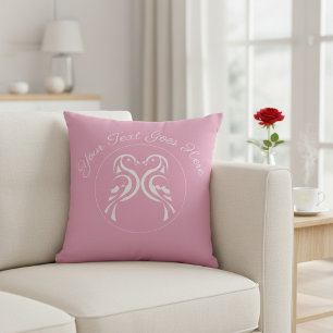 Cojín Decorativo Pájaros de Amor Personalizados Rosa Día de San Val
