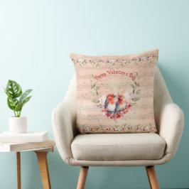 Cojín Decorativo Pájaros de amor y notas musicales eternos de San V