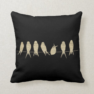 Cojín Decorativo Pájaros de la nota musical de la hoja de música 