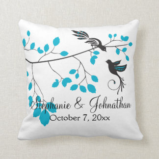 Cojín Decorativo Pájaros del amor azules