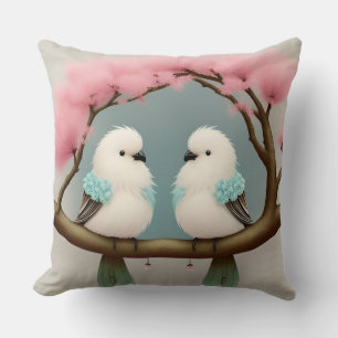 Cojín Decorativo Pájaros en una rama de cerezo en flor