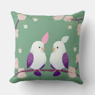 Cojín Decorativo Pájaros en una rama de cerezo en flor