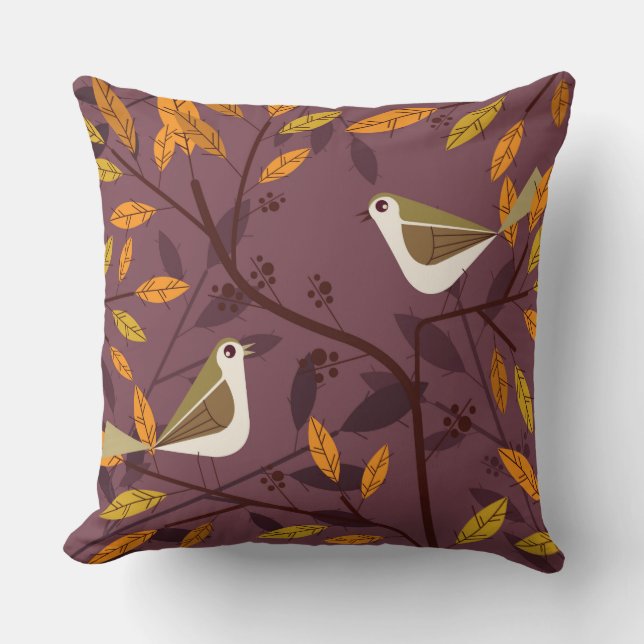 Cojín Decorativo Pájaros Ilustracion Plaza Pillow (Anverso)