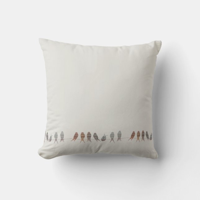 Cojín Decorativo Pájaros modernos simples en un alambre (Anverso)