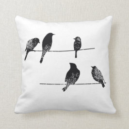 Cojín Decorativo Pájaros negros con aspecto desgastado