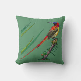 Cojín Decorativo Pájaros Pintados sobre Verde