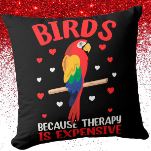 Cojín Decorativo Pájaros Porque La Terapia Es Cara Loro Divertido