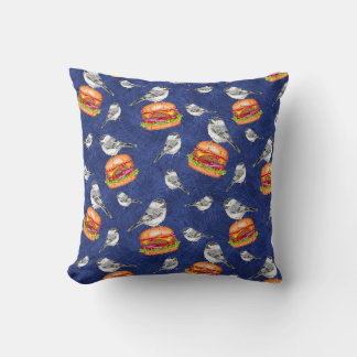 Cojín Decorativo Pájaros Tahoe Cheeseburger tosados en azul profund
