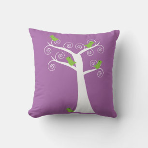 Cojín Decorativo Pájaros Verdes en un Árbol Giratorio Caprichoso so