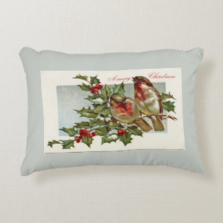 Cojín Decorativo Pájaros Vintage y Navidad Gris Holly