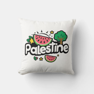 Cojín Decorativo Palabra palestina escueta rodeada por un árbol de