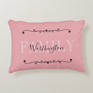Cojín Decorativo Palabras de caligrafía femenina Nombre rosa rubor