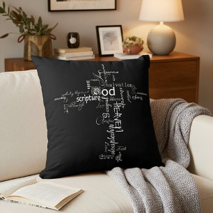 Cojín Decorativo palabras de cruz cristiana