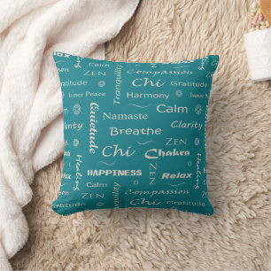 Cojín Decorativo Palabras de Mindfulness Azul Patrón