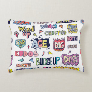 Cojín Decorativo Palabras del doodle de la jerga popular en inglés