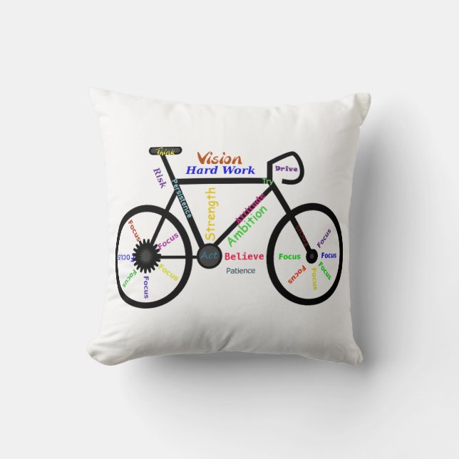 Cojín Decorativo Palabras motivacionales, ciclismo, ciclismo, cicli (Anverso)