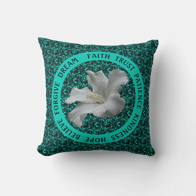 Cojín Decorativo Palabras motivadoras Hibiscus Inspirador (Anverso)