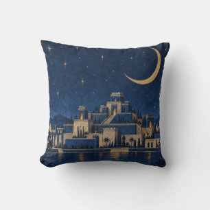 Cojín Decorativo Palacio Ribereño Luna Creciente Azul