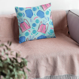 Cojín Decorativo Palas y Pelotas de Pickleball Azules