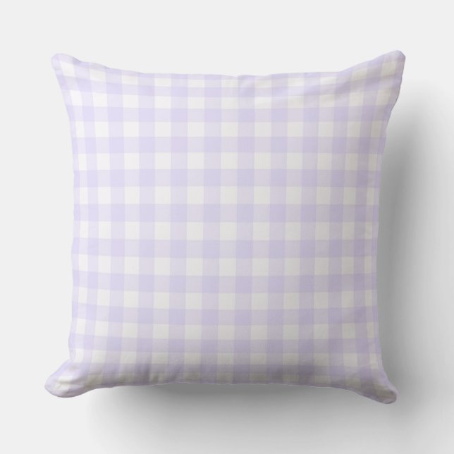 Cojín Decorativo Pale Lavender Basic Patrón de Gingham Versión gran (Anverso)
