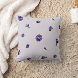 Cojín Decorativo Pale Lavender Purple Japanese Pansy Floral Pattern