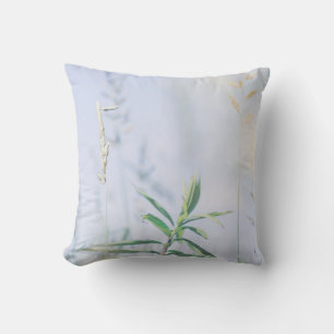 Cojín Decorativo Pale Pastel Green Grass Reeds Meadow Sky