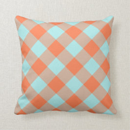 Cojín Decorativo Pale Turquoise Coral Gingham