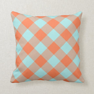 Cojín Decorativo Pale Turquoise Coral Gingham
