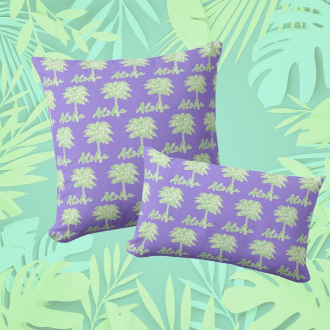 Cojín Decorativo Paleta Blanca Verde Púrpura Aloha Tropical (Subido por el creador)
