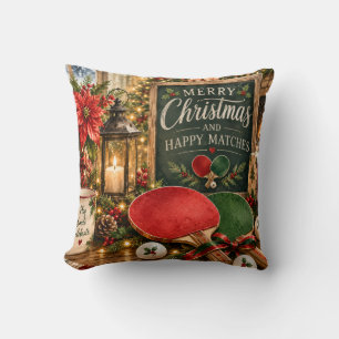 Cojín Decorativo Paleta de Ping Pong y bola con tema de Navidad