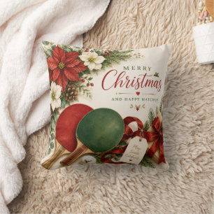 Cojín Decorativo Paleta de Ping Pong y bola con tema de Navidad