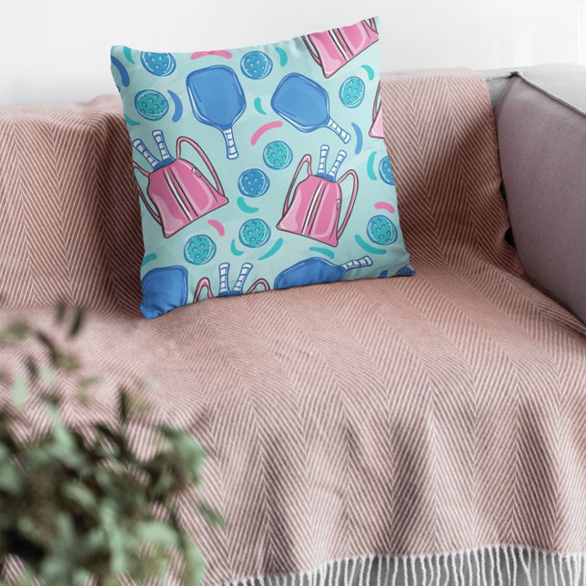 Cojín Decorativo Paletas y Pelotas de Pickleball Azules  (Subido por el creador)