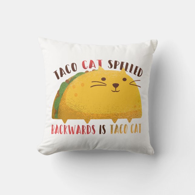 Cojín Decorativo Palindrocromo de gato de Taco (Anverso)