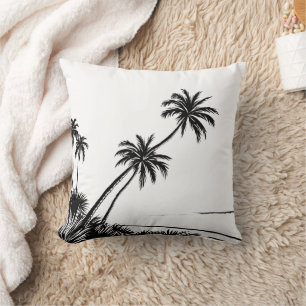 Cojín Decorativo Palm Beach Ocean Moderno negro y blanco