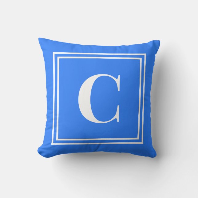 Cojín Decorativo Palm Beach Preppy Blue Monogram Throw Pillow (Anverso)