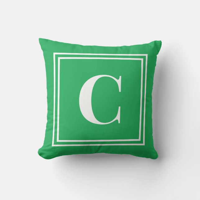 Cojín Decorativo Palm Beach Preppy Green Monogram Throw Pillow (Anverso)