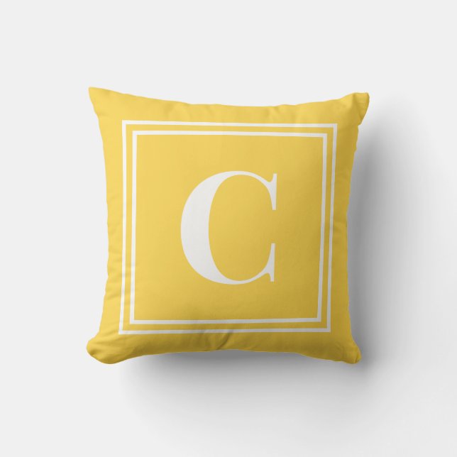 Cojín Decorativo Palm Beach Preppy Yellow Monogram Throw Pillow (Anverso)