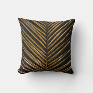 Cojín Decorativo Palm de fecha dorada: fondo negro Minimalista
