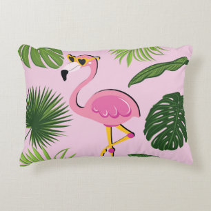 Cojín Decorativo Palm Flamingo deja diseño tropical