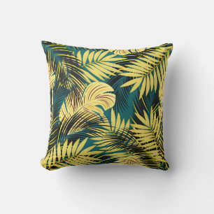 Cojín Decorativo Palm Leaves: Tropical Vintage oscuro