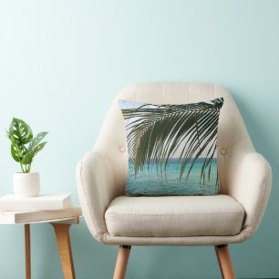 Cojín Decorativo Palm oceánica del amanecer del Caribe 1